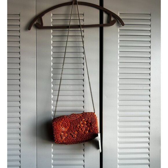 Orange Beaded Handbag Acrylic Bead Small Purse - Picture 9 of 9